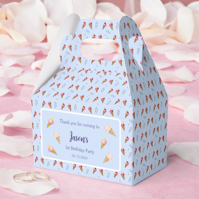 Caja Para Regalos Blue Guay Ice Cream Cone Kids Boy Cumpleaños (Boda)