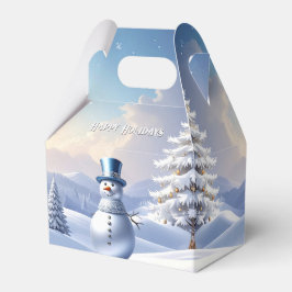 Caja Para Regalos Blue Hat Snowman Christmas Tree Holiday Favor Box
