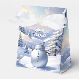 Caja Para Regalos Blue Hat Snowman Christmas Tree Holiday Favor Box