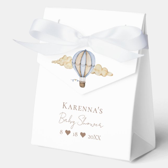 Caja Para Regalos Blue Hot Air Balloon White Baby Shower (Anverso)