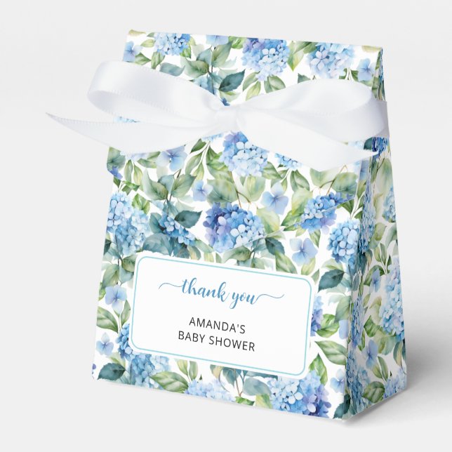 Caja Para Regalos Blue Hydrangea Baby Shower Gracias (Front Side)