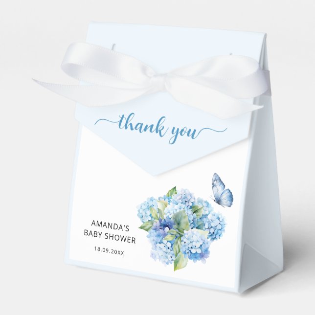 Caja Para Regalos Blue Hydrangea Baby Shower Gracias (Front Side)