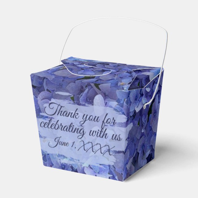 Caja Para Regalos Blue Hydrangea Floral Takeout (Front Side)
