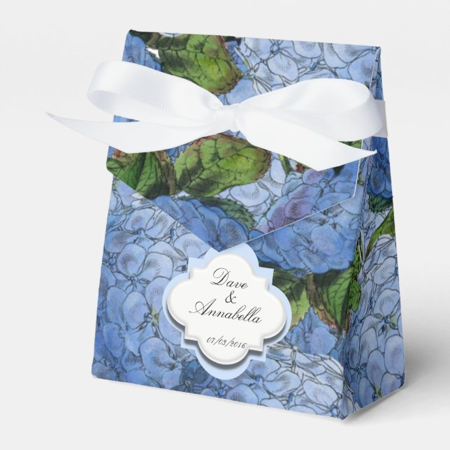 Caja Para Regalos Blue Hydrangea Party Favorito Box (Front Side)