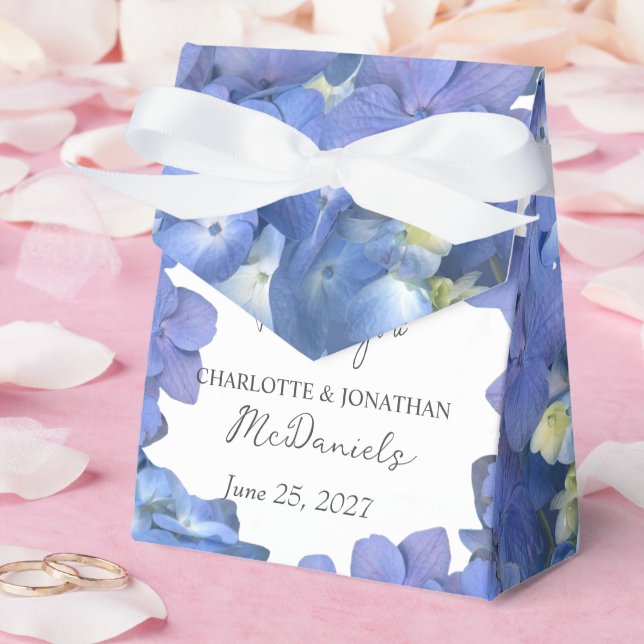 Caja Para Regalos Blue Hydrangea Petals Boda Nombres personalizados (Boda)