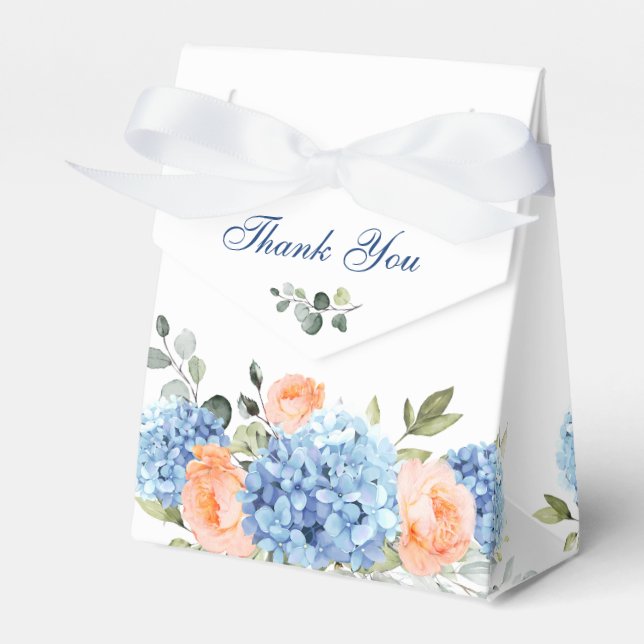 Caja Para Regalos Blue Hydrangea Rubor Rosa Eucalyptus Bridal Shower (Front Side)
