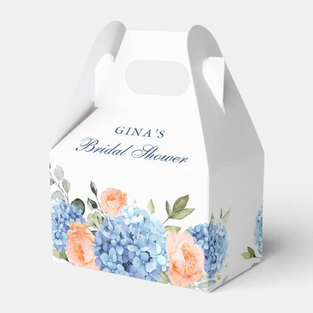 Caja Para Regalos Blue Hydrangea Rubor Rosa Eucalyptus Bridal Shower (Front Side)