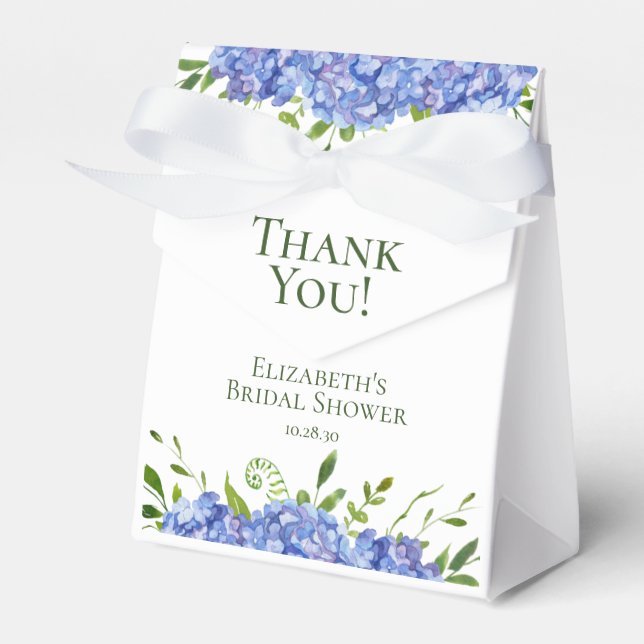 Caja Para Regalos Blue Hydrangeas Bridal Shower Gracias (Front Side)
