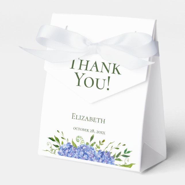 Caja Para Regalos Blue Hydrangeas Bridal Shower Gracias (Front Side)