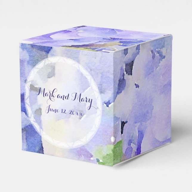 Caja Para Regalos Blue Lilac Custom Wedding Hydrangea (Costado Anverso)
