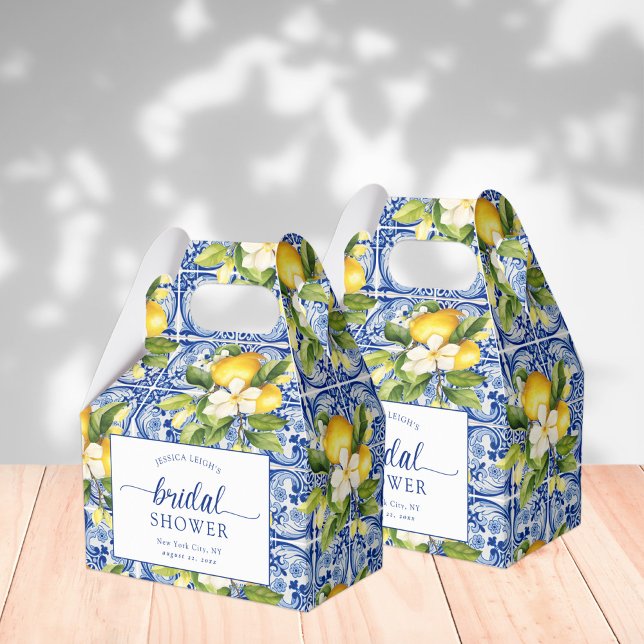 Caja Para Regalos Blue Mediterranean Lemons Bridal Shower (Subido por el creador)