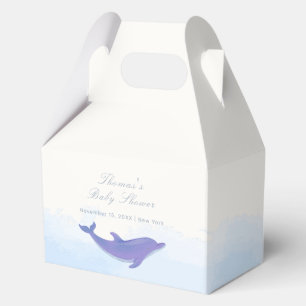 Caja Para Regalos Blue Minimalista Boho Ocean Dolphin Baby Shower