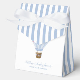 Caja Para Regalos Blue Minimpe Stripe Hot Air Balloon Baby Shower