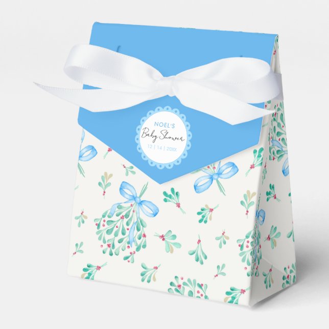 Caja Para Regalos Blue Mistletoe Baby Shower Favor Box (Front Side)