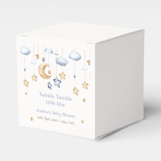 Caja Para Regalos Blue Modern Twinkle Twinkle Baby Shower (Costado Anverso)