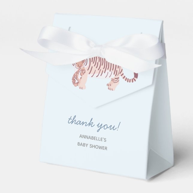 Caja Para Regalos Blue Mom Tiger & Cub Baby Shower Gigibox (Front Side)