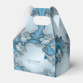 Caja Para Regalos Blue Ornate Floral Favor Box