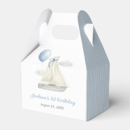 Caja Para Regalos Blue Pastel Nautical Sail Boat 1º cumpleaños