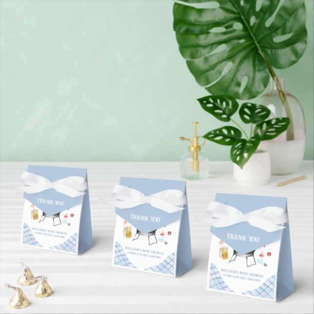 Caja Para Regalos Blue Plaid Retro Country Baby Q Baby Shower (Múltiple)