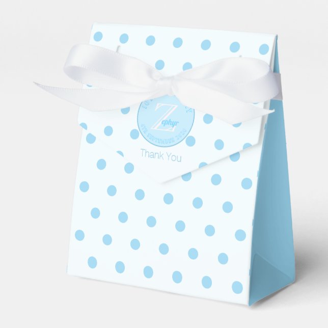 Caja Para Regalos Blue Polka Dots Bluish White FavBox (Front Side)