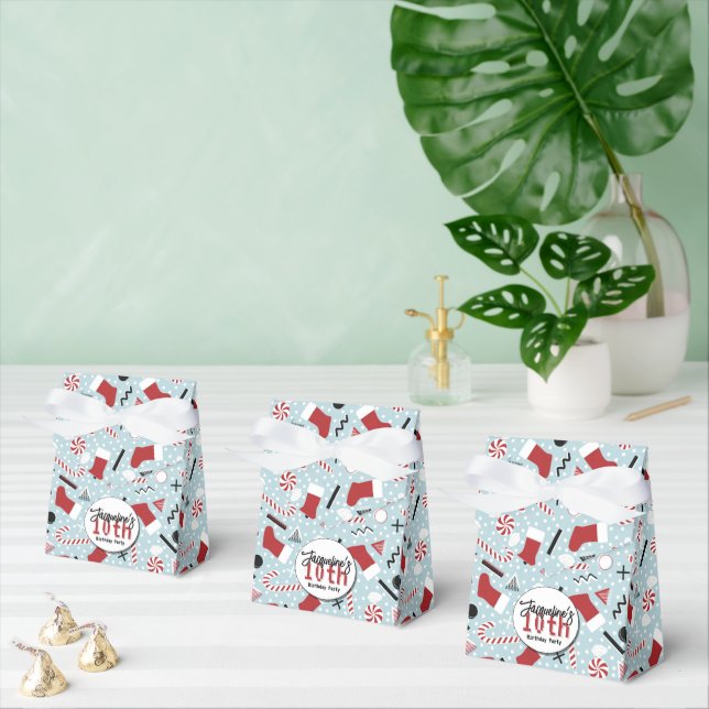 Caja Para Regalos Blue Retro Christmas Peppermint Birthday  (Múltiple)