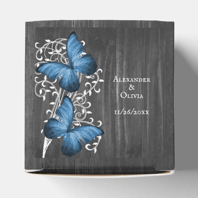 Caja Para Regalos Blue Rustic Butterfly Wedding Favor Box (Parte superior)