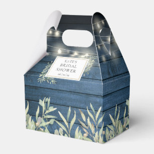 Caja Para Regalos Blue Rustic String Luces Foliage Bridal Shower