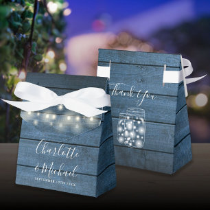 Caja Para Regalos Blue Rustic Wood String Lights Mason Jars Boda