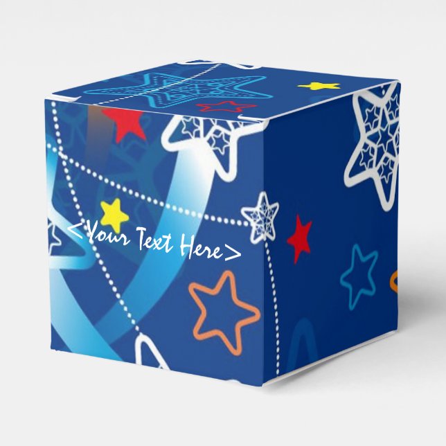 Caja Para Regalos Blue Shooting Stars Pattern Cube Favor Box (Costado Anverso)