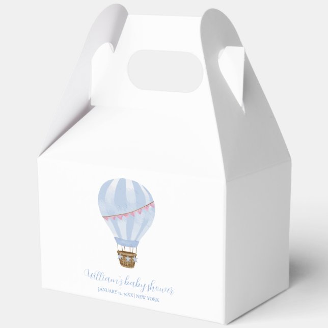 Caja Para Regalos Blue Simple Air Balloon Boy Baby Shower (Reverso )
