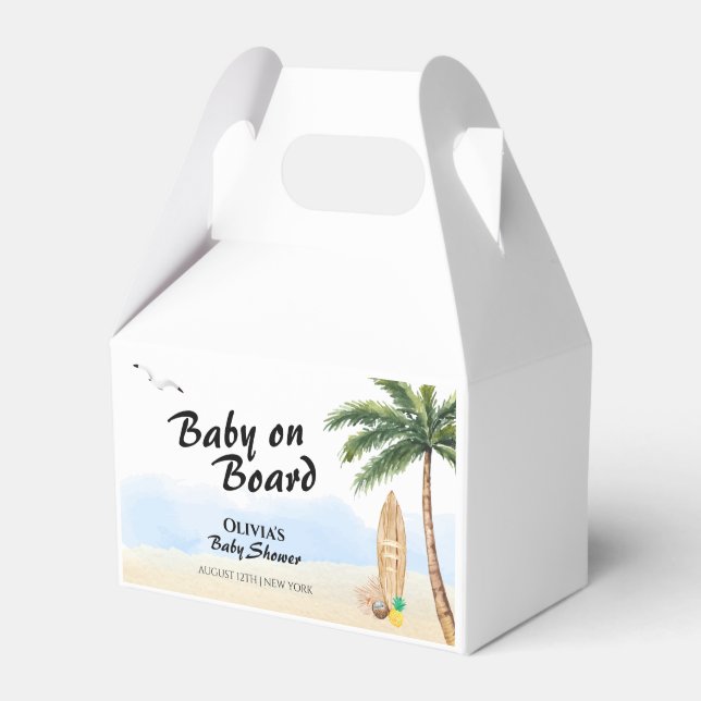 Caja Para Regalos Blue Sky Baby On Board Beach Surf Baby Shower (Front Side)