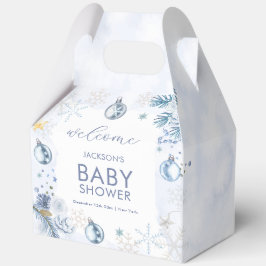 Caja Para Regalos Blue Snowflake Flower Winter Baby Shower Welcome