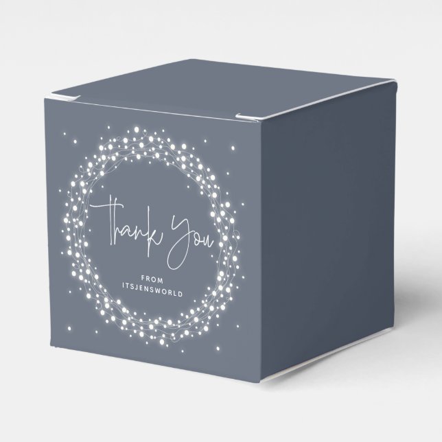 Caja Para Regalos Blue Sparkling Lights Gracias (Costado Anverso)
