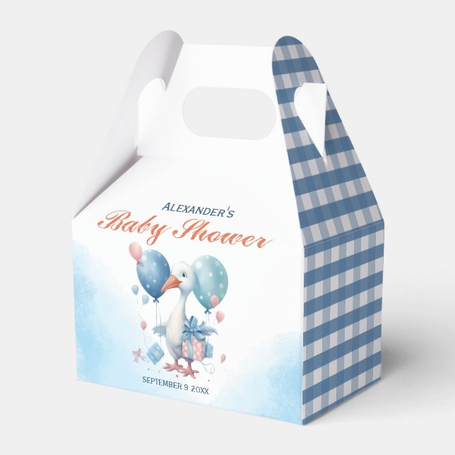 Caja Para Regalos Blue Stork Baby Shower Favor Box (Front Side)