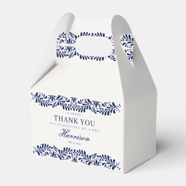 Caja Para Regalos Blue Talavera Tile España Fiesta Boda postre (Front Side)