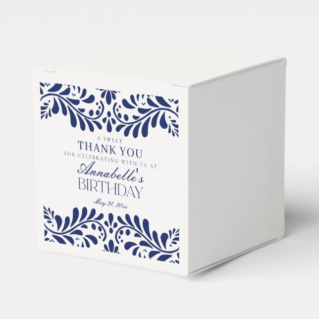 Caja Para Regalos Blue Talavera Tile España Fiesta Cumpleaños (Costado Anverso)