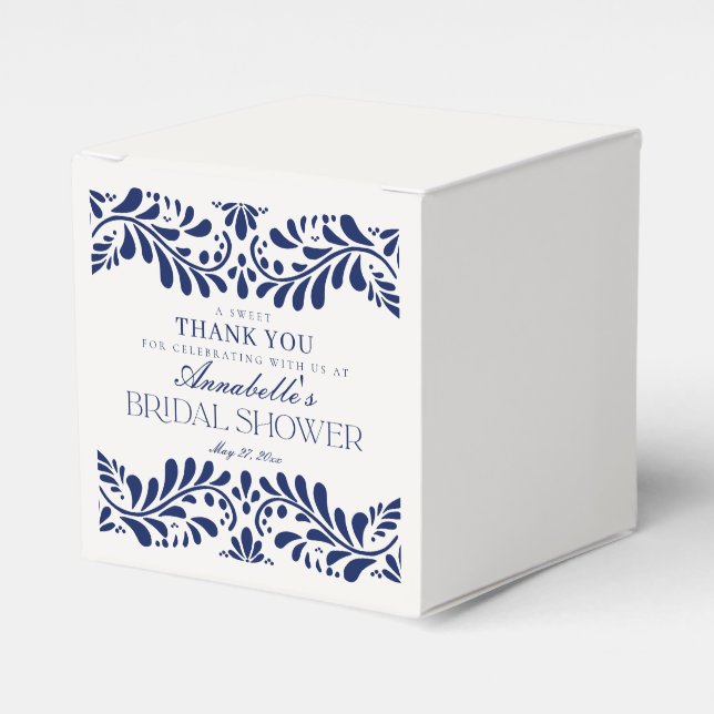 Caja Para Regalos Blue Talavera Tile Español Fiesta Bridal Ducha (Costado Anverso)