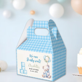 Caja Para Regalos Blue Teddy Bear "We Can Bearly Wait"