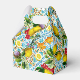 Caja Para Regalos Blue Tiles Mediterranean Lemon Pattern
