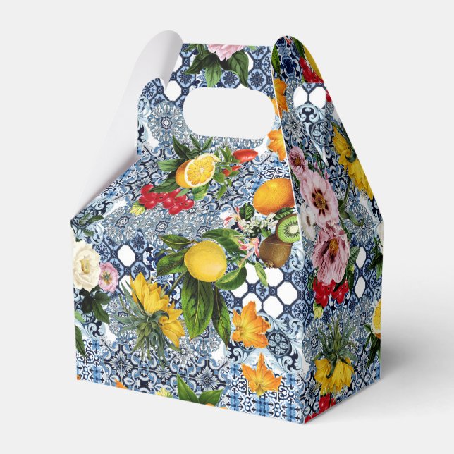 Caja Para Regalos Blue Tiles Mediterranean Lemon Pattern (Front Side)