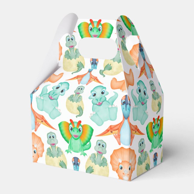 Caja Para Regalos Blue Watercolor Dinosaur Birday Baby Shower (Front Side)