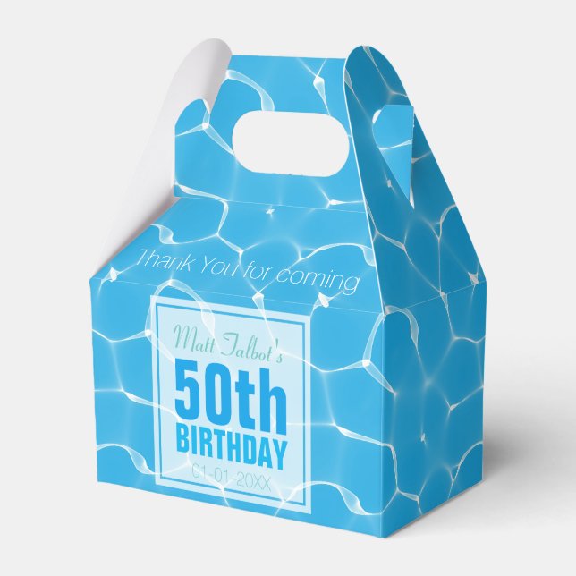 Caja Para Regalos Blue Waterpool 50th Birthday Party Gable FB (Front Side)