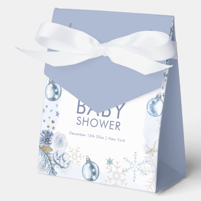 Caja Para Regalos Blue Welcome Snowflake Flower Winter Baby Shower  (Anverso)