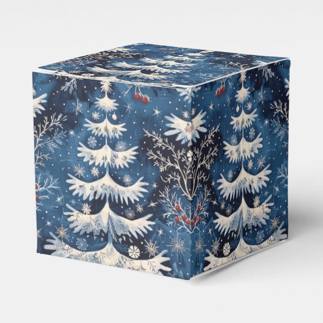 Caja Para Regalos Blue White Christmas Tree Holiday Box (Costado Anverso)