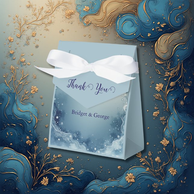 Caja Para Regalos blue white Dreamy coastal marble ink wedding (Subido por el creador)