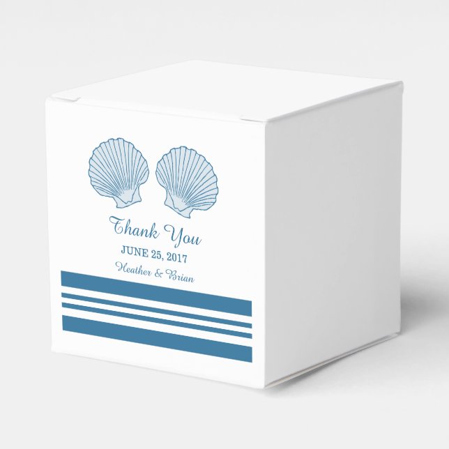 Caja Para Regalos Blue White Nautical Seashells Boxes De Boda (Costado Anverso)