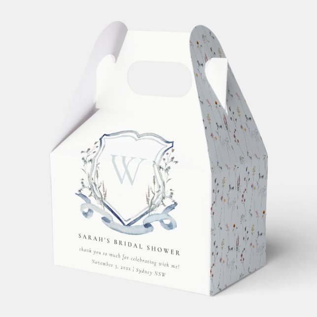 Caja Para Regalos Blue Wildflower Watercolor Escudo Bridal Shower (Front Side)