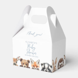 Caja Para Regalos Blue Woodland Animals Forest Friends Baby Shower
