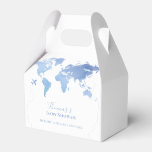 Caja Para Regalos Blue World Map Travel Adventure Baby Shower