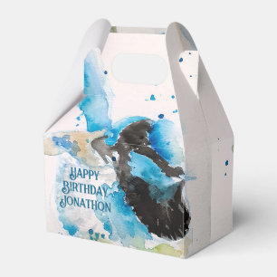 Caja Para Regalos Blue Wren Watercolor Feliz cumpleaños Wrens Aqua